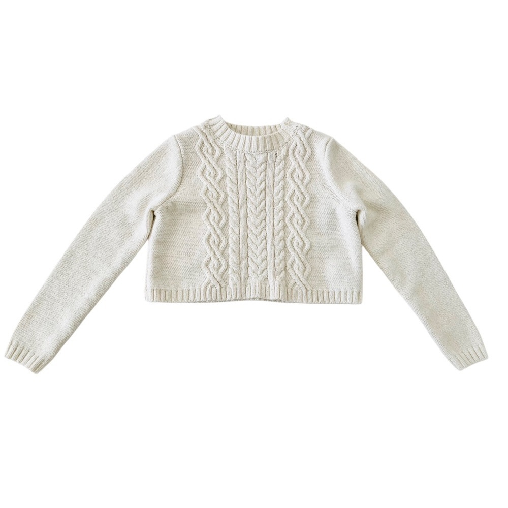 BEAUTIFUL Rachel Zoe Ivory Cable Knit Sweater with Gold Threading | Girl S (5/6)